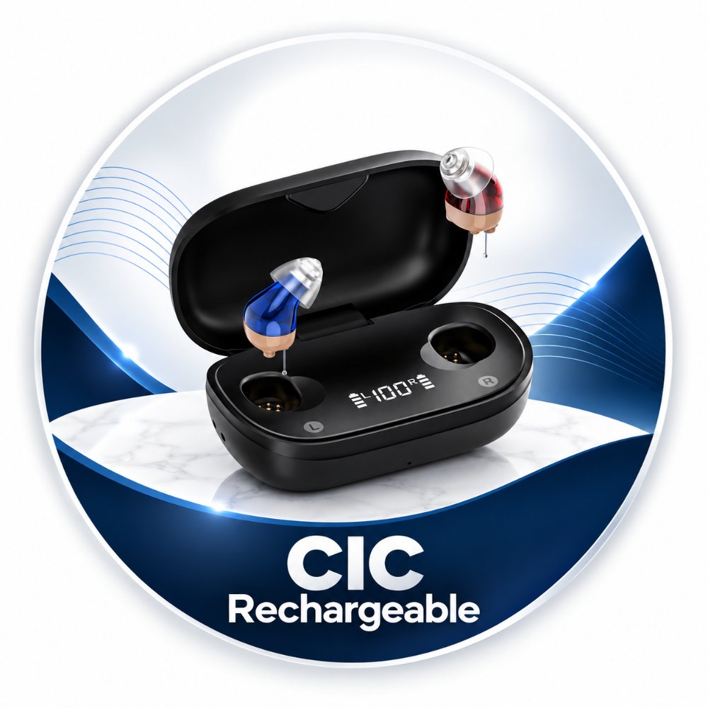 سماعة أذن طبية داخلية CIC قابلة للشحن مع علبة الشحن