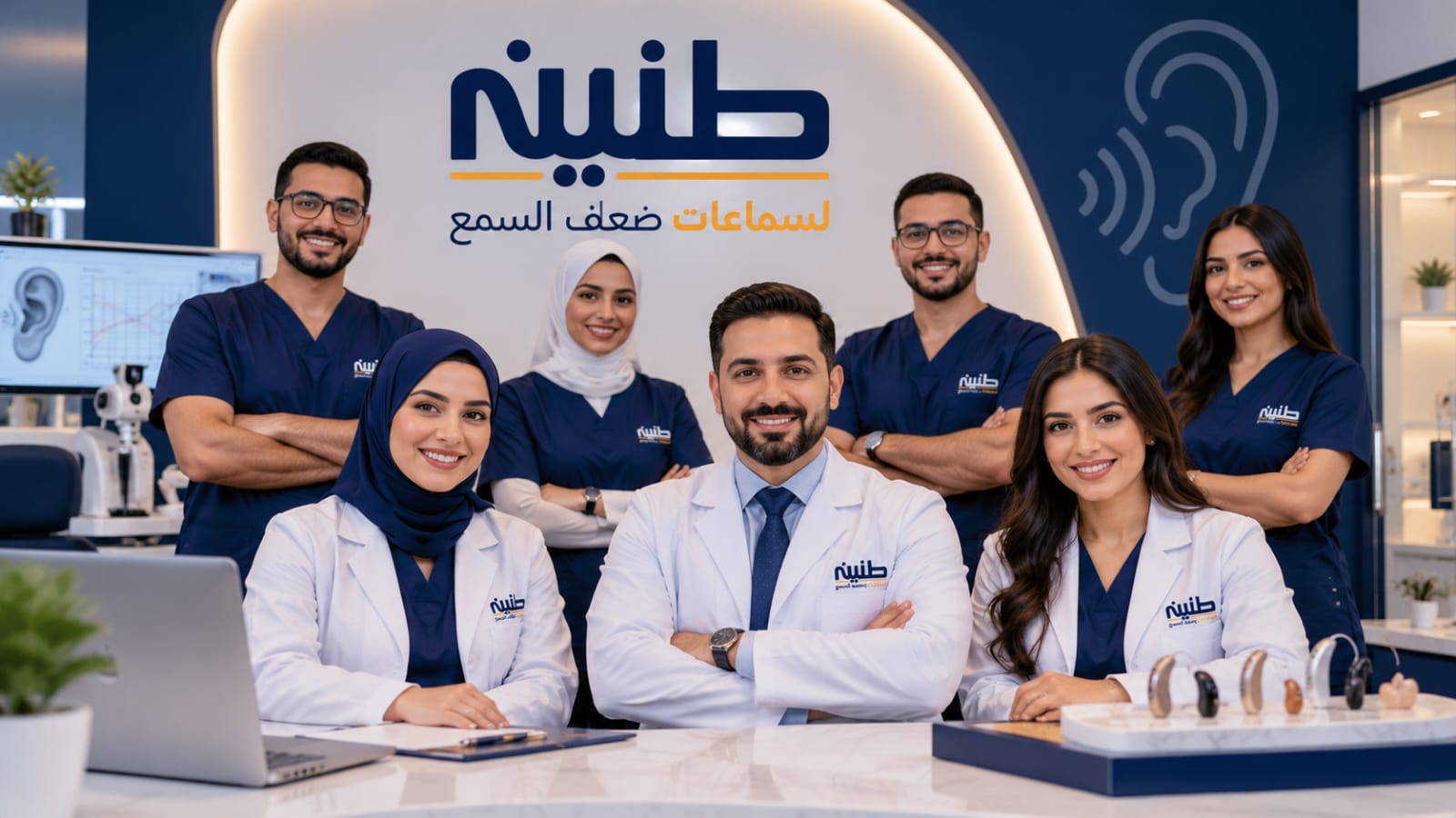 فريق أخصائيي السمعيات في مركز طنين لسماعات الأذن الطبية